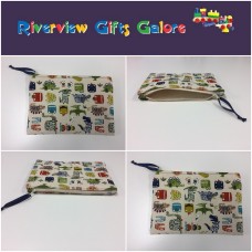 Zip Clutch / Purse / Bag / Pouch - Dinosaur Cream